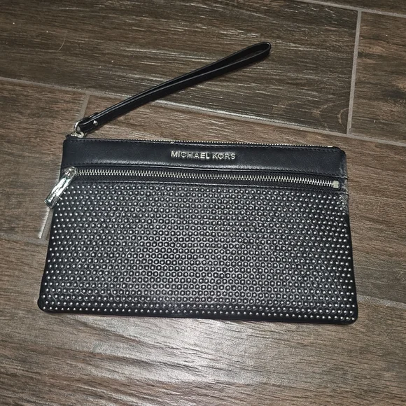 Michael Kors Black Studded Wristlet - Picture 1 of 5